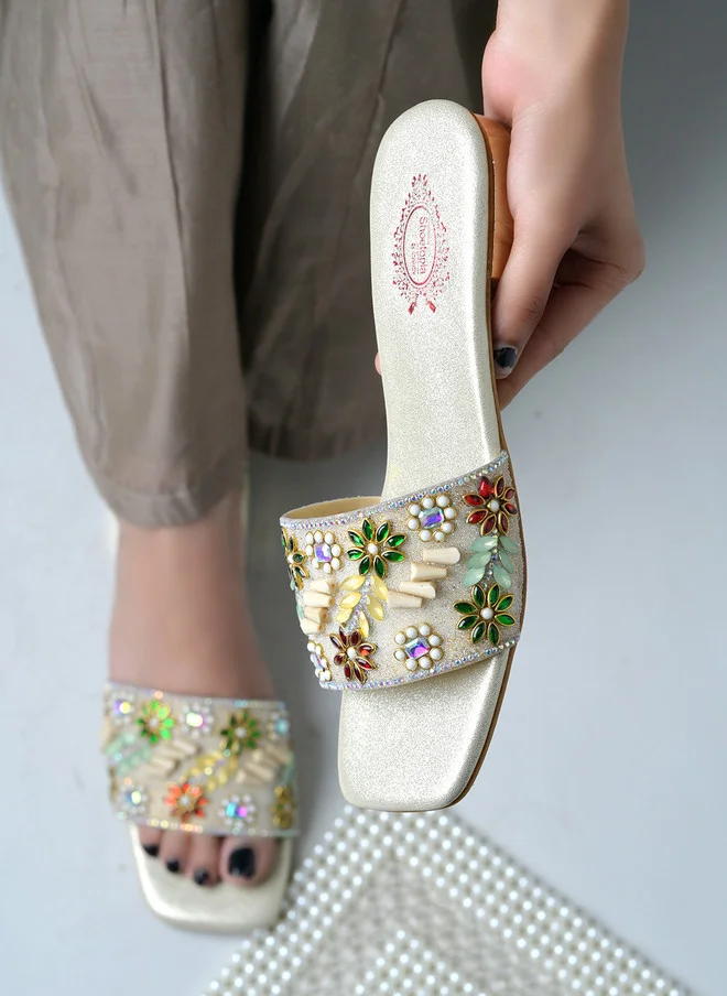 Shoetopia Shoetopia Women Embellished Party Open Toe Flats